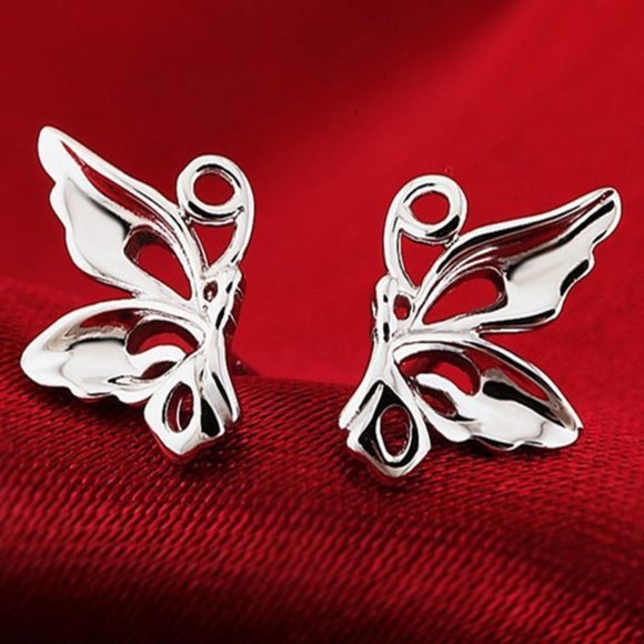 .925 Sterling Silver Butterfly Earrings - Picture 1 of 7